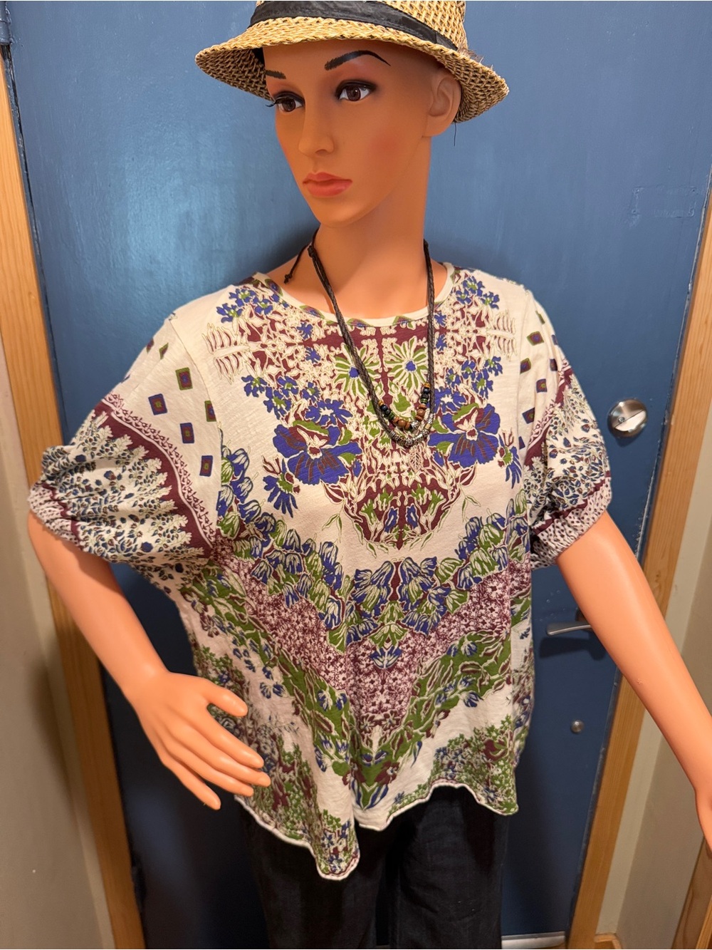 🌿 Free People Boho Floral Oversized Top | Mandala Print